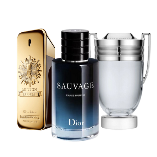 3 Parfums Paco Rabanne ONE MILLION, Dior SAUVAGE et Paco Rabanne INVICTUS (Eau de Parfum) 100ml