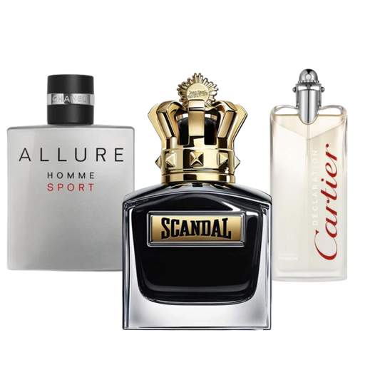 3 Parfums Allure Homme Sport, Jean Paul Gaultier Scandal, Cartier Declaration (Eau de Parfum) 100ml