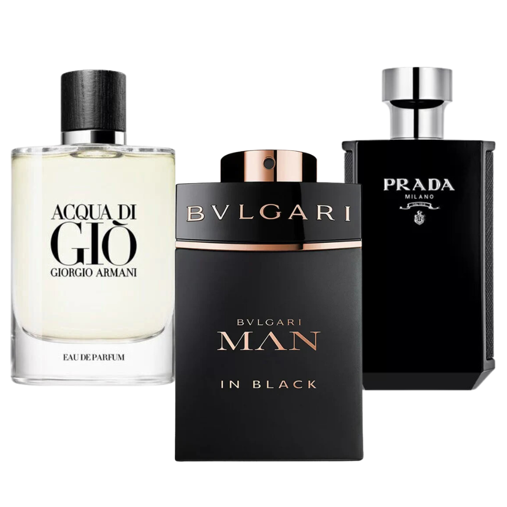 3 Parfums Bvlgari In Black, Giorgio Armani Acqua Di Gio, L'Homme Prada Intense (Eau Parfum) 100ml